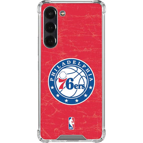 NBA Philadelphia 76ers Distressed Galaxy S24 FE Clear Case